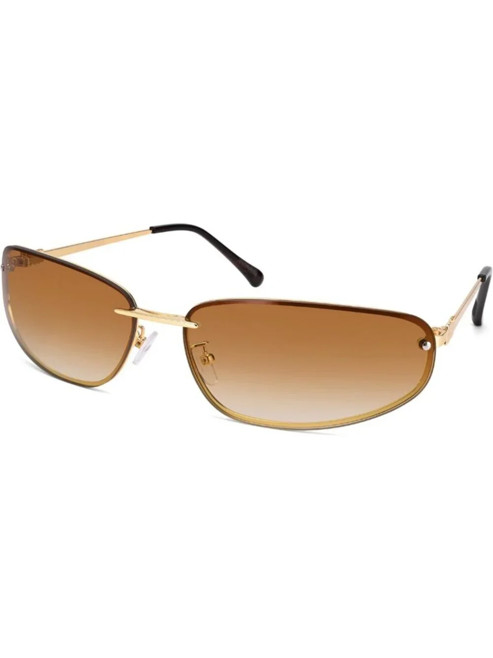 Trendy Y2K Retro Metal Wrap Around Sunglasses for Women - Fashionable Eyewear